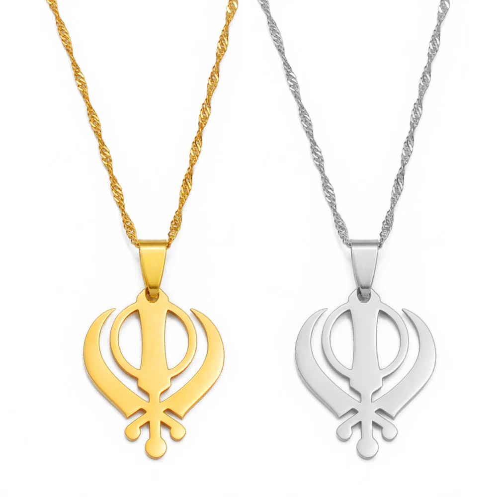 

Anniyo Sikhism Necklace Pendant Sikh Khanda Jewelry Gold Color Sikhs Necklaces India / Pakistan / Malaysia Religious #009521