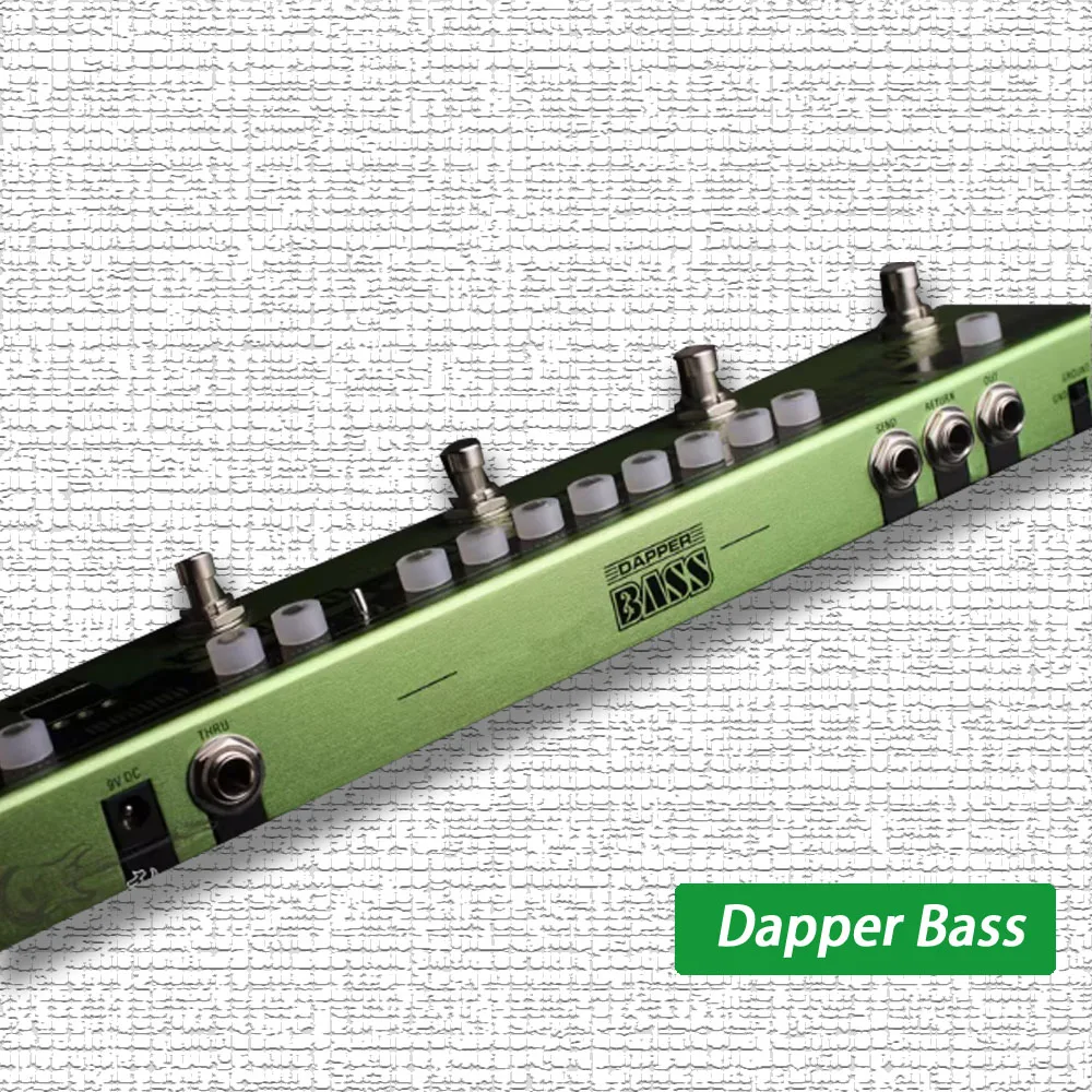 Фото Valeton Dapper Bass Bass Комбинированная педаль эффектов Зеленая полоса DI Box Реверберация Компрессионная одиночная педаль №3