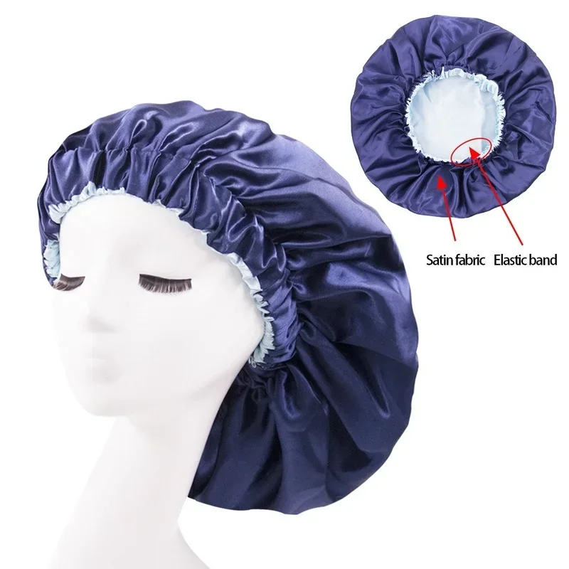 

Новая Большая Атласная шапочка, шелковая Длинная атласная шапочка с завязкой для головы, обтягивающая окантовка для женщин, вьющиеся оплетки для волос