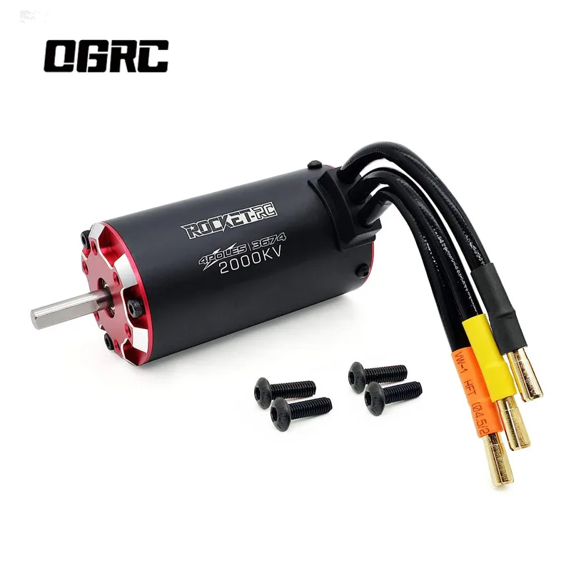 

OGRC 3674 Brushless Motor, 2000kv 4 Pole Waterproof Sensored Brushless Motor Explosion Proof for 1/8 1/10 RC Car Truck