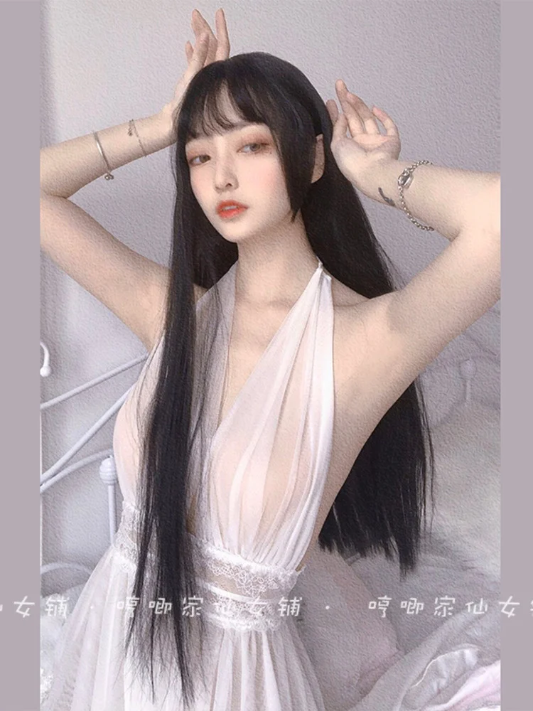 

Sexy Lace Lovely WOMENGAGA Nightdress Summer Thin Back Tank Mini Dress Home Clothes Cosplay Anime Fairy Fashion Korean Tops Y8MQ