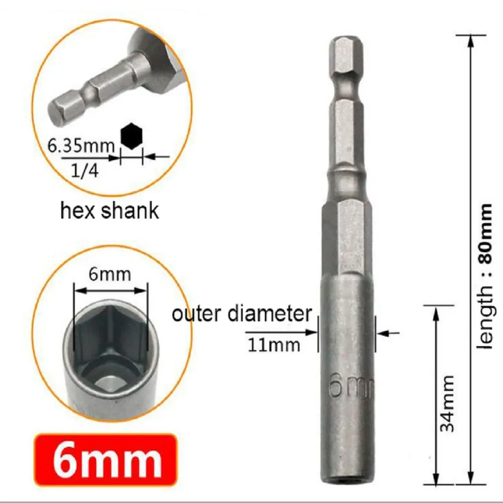 

Impact Socket Magnetic Nut Screwdrive Power Nut Driver Drill Bit Set 1/4” Hex Socket Adapter Bolt Drivers Repairing Tool Kit