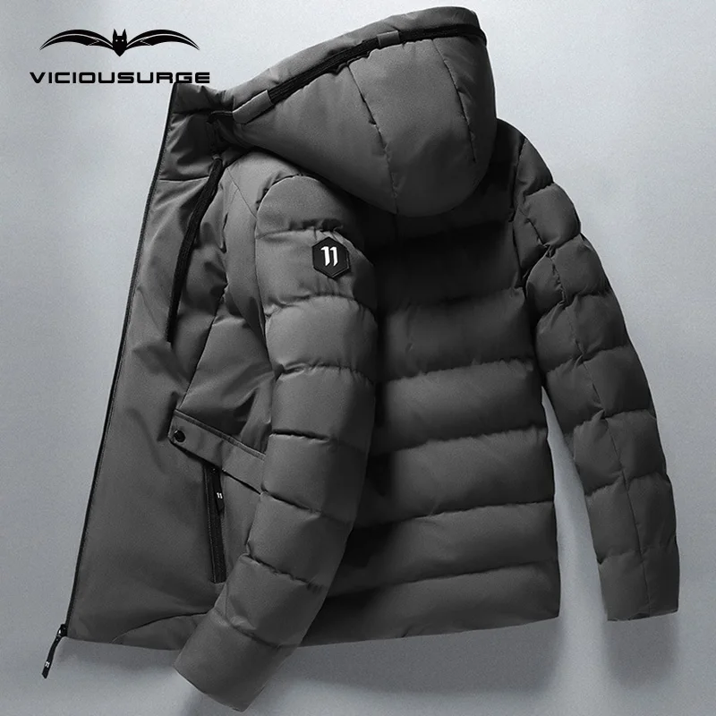 Fashion Winter Jacket Men Hoodied Parka Men Warm Windproof Coat Male Thicken Zipper Warm Jackets Mens Solid Down Coats M-4Xl