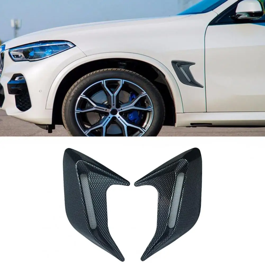 

1 Pair Car Fender Side Vent Black Carbon Glossy Waterproof Modified Car Side Gill Fender Side Air Outlet Vent Decor Exterior Acc