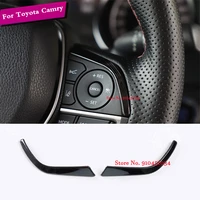 stainless steel steering wheel button trim interior for toyota camry xv70 2017 2018 2019 accessories 2pcs