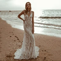 sexy lace mermaid wedding dresses 2022 spaghetti straps sleeveless bridal dresses backless vestidos de novia new