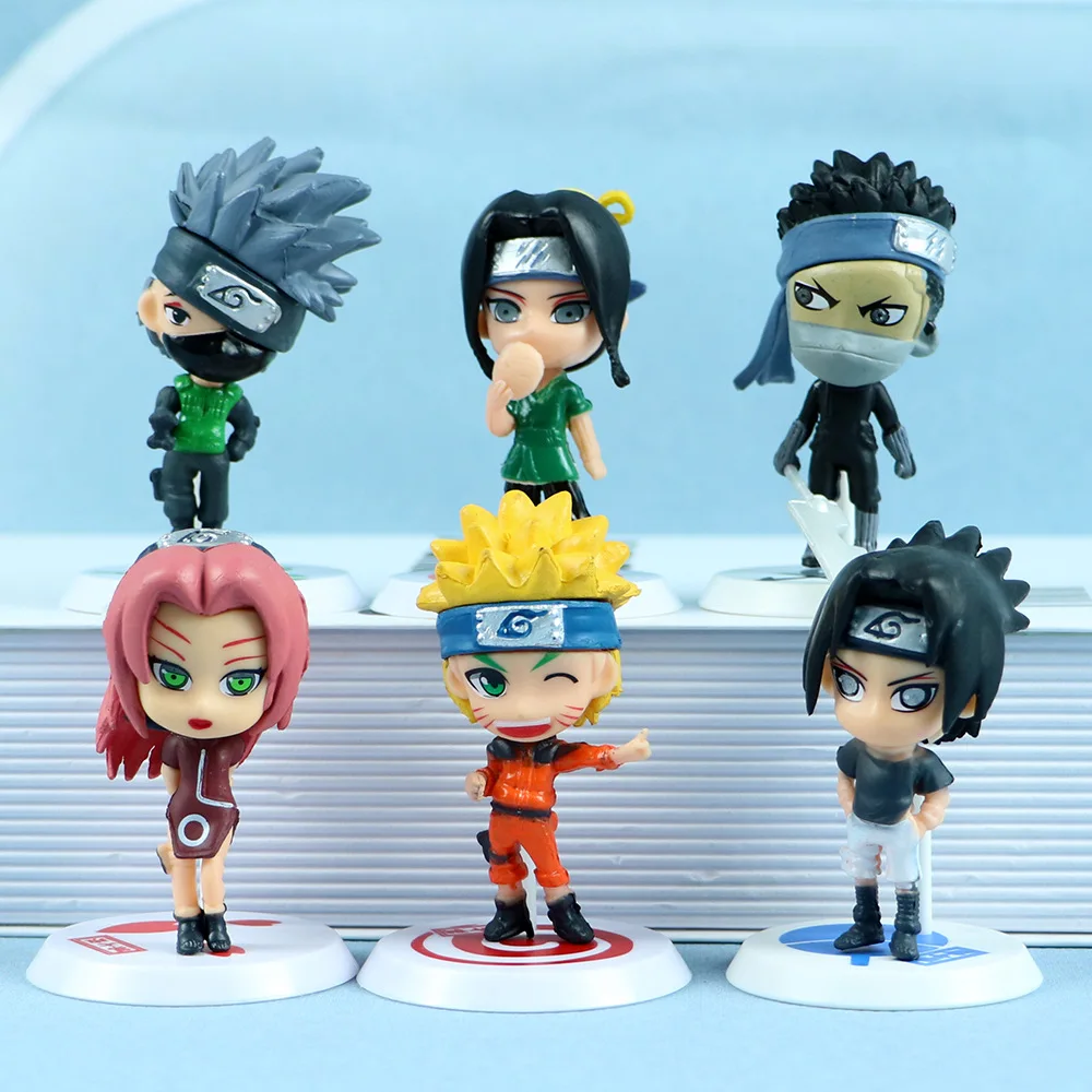 

6pcs/set Naruto Shippuden Anime Action Figure Hatake Kakashi 18/19 Q Version Model Naruto Statue Collectible Toy Figma Gifts