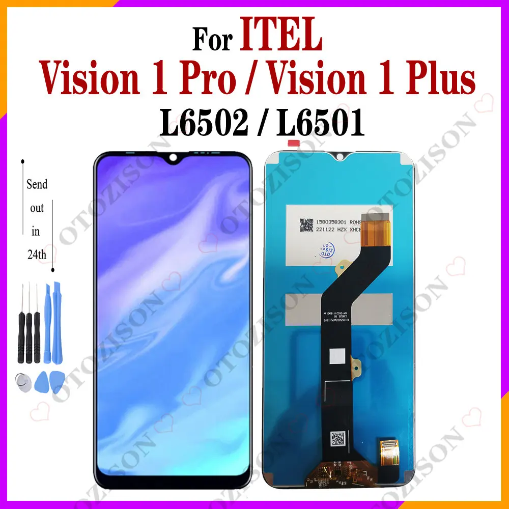 ЖК-дисплей 6,6 дюйма для ITEL VISION 1 Pro L6502 / Vision 1 Plus L6501, сенсорная панель, дигитайзер, датчик в сборе, запасная часть