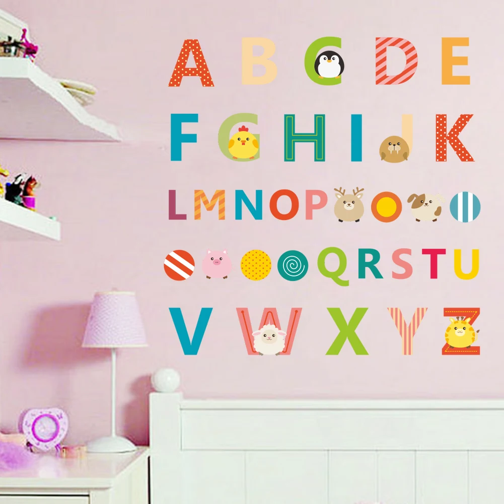 Мультяшные настенные Стикеры с 26 буквами и животными таблицей умножения 99