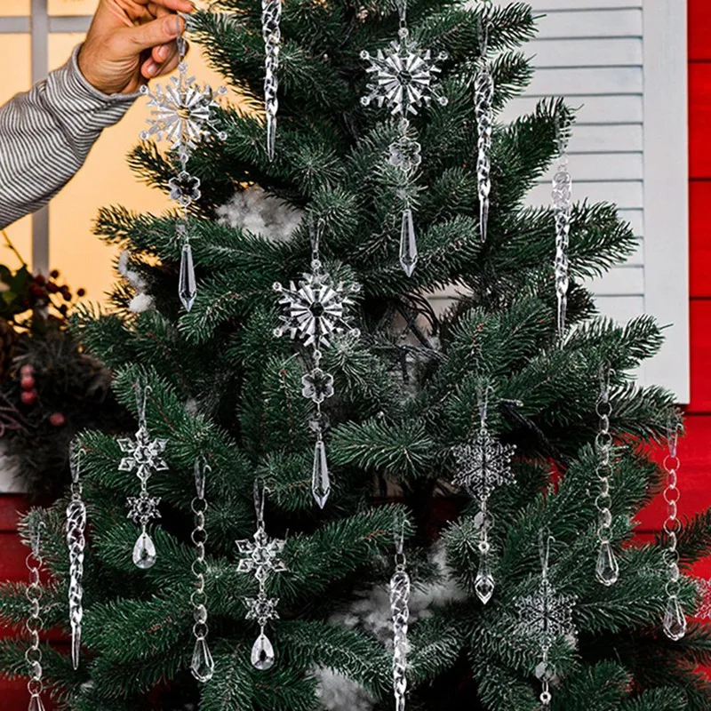 Кристально чистые снежинки подвески для рождественской елки сосульки украшения