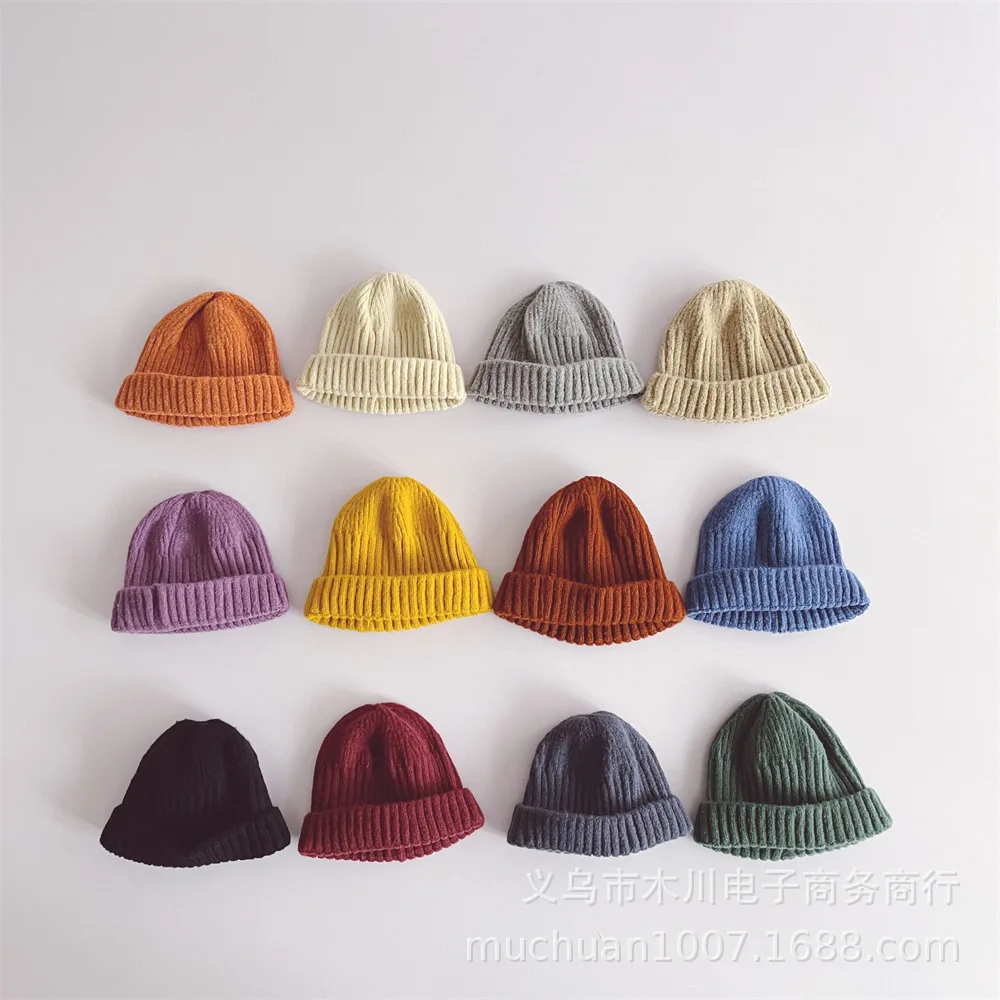 

Korean Fashion Candy Color Beanies Children Knit Soft Hats Boys Girls Cap Winter for Kids Outdoor Warm Hats Boy Caps