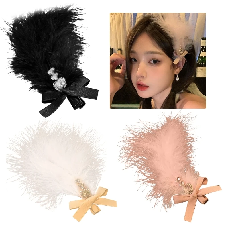 

Feather Y2K Hair Clip Sweet Glinting Diamond Hair Duckbill Clip Headwear Hair Accessories for Women Girls