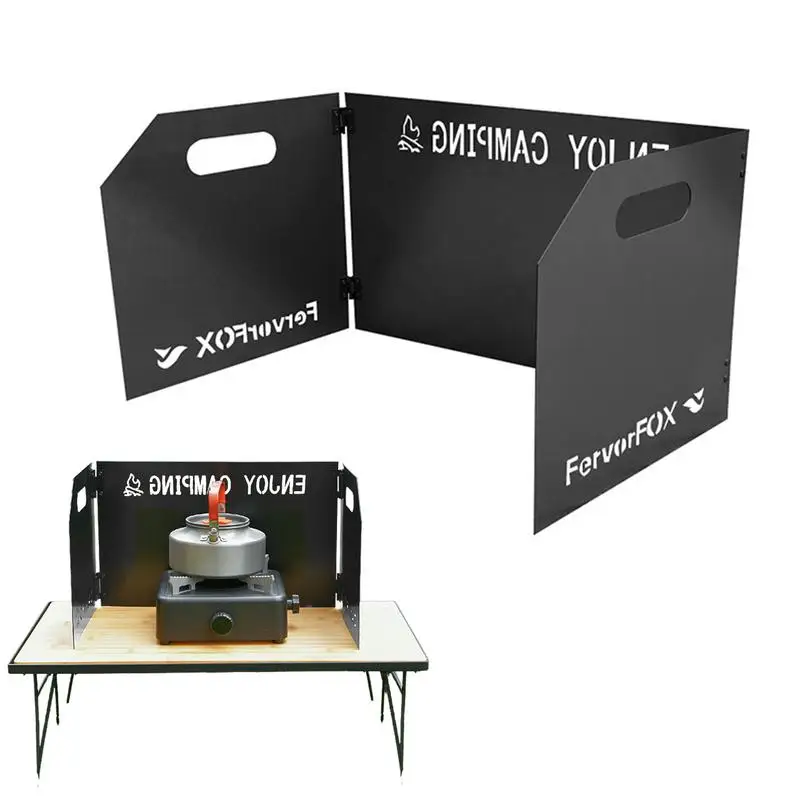 

Туристическая горелка на ветровое стекло, уличная Складная насадка тройного сложения, утолщенная Складная ветровая плита для пикника, ветр...