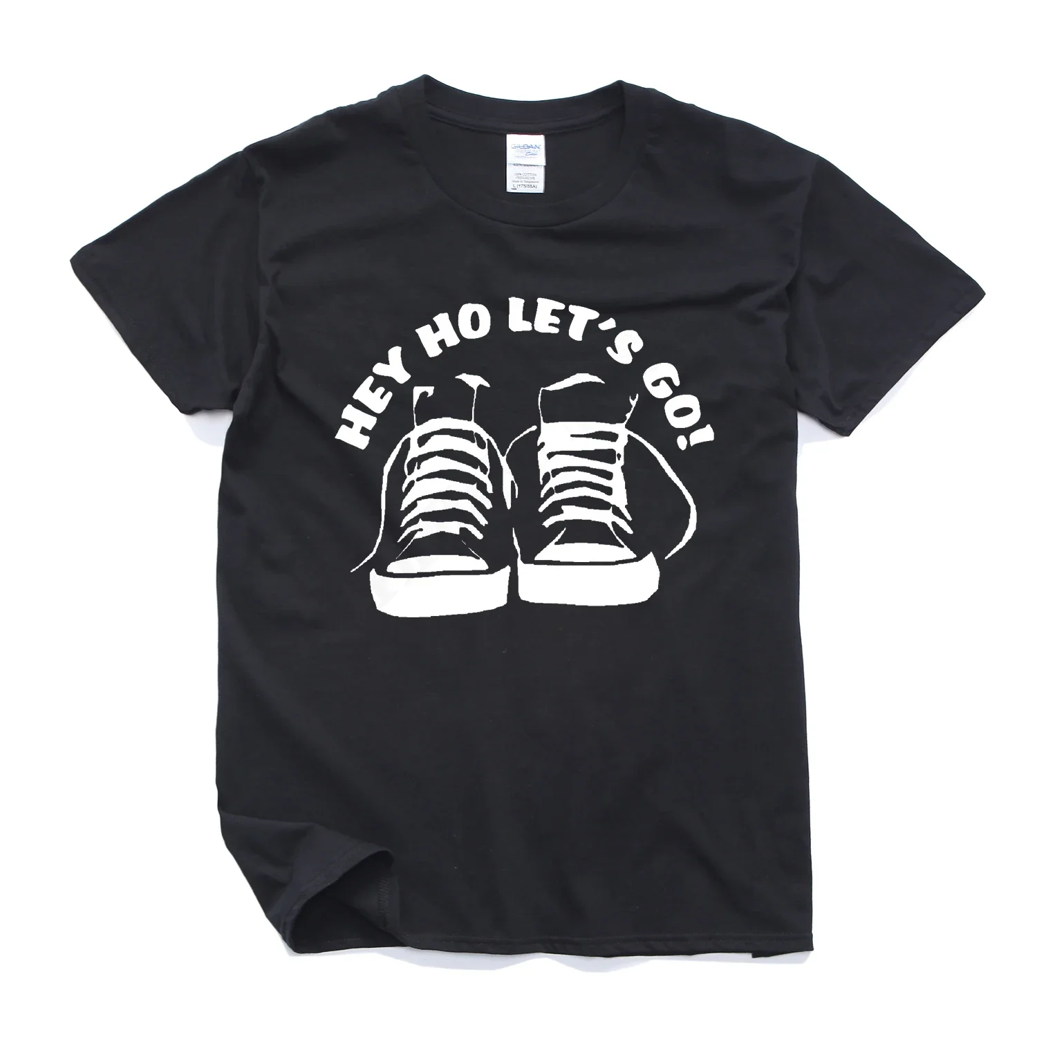 Эй Хо Let's Go. Футболка с креативным узором и принтом 100% хлопок круглым вырезом