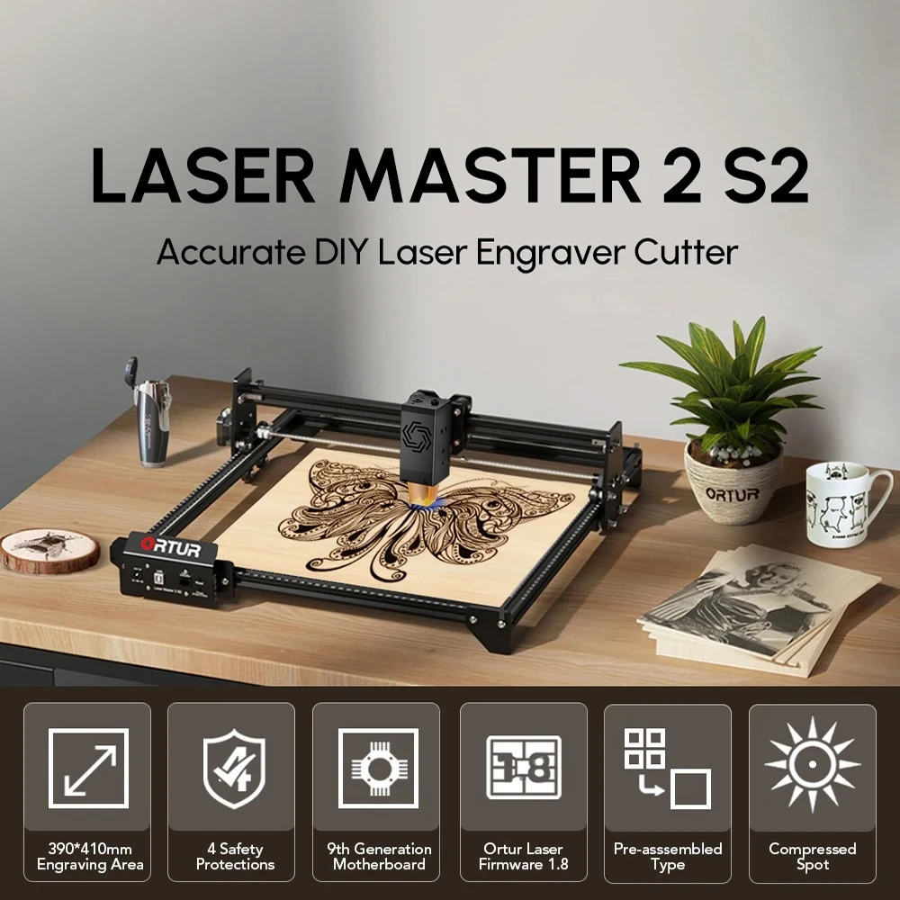 Ortur LASE Master 2 S2 Длинный фокус Гравер-резак LU2-10A 10 Вт Гравировальный станок с YRR 2.0 для