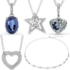 Женское серебряное сверкающее ожерелье со сверкающими стержнями, асимметричное колье со звездой и Луной с синим ореолом, подвеска для рукоделия, ювелирные изделия