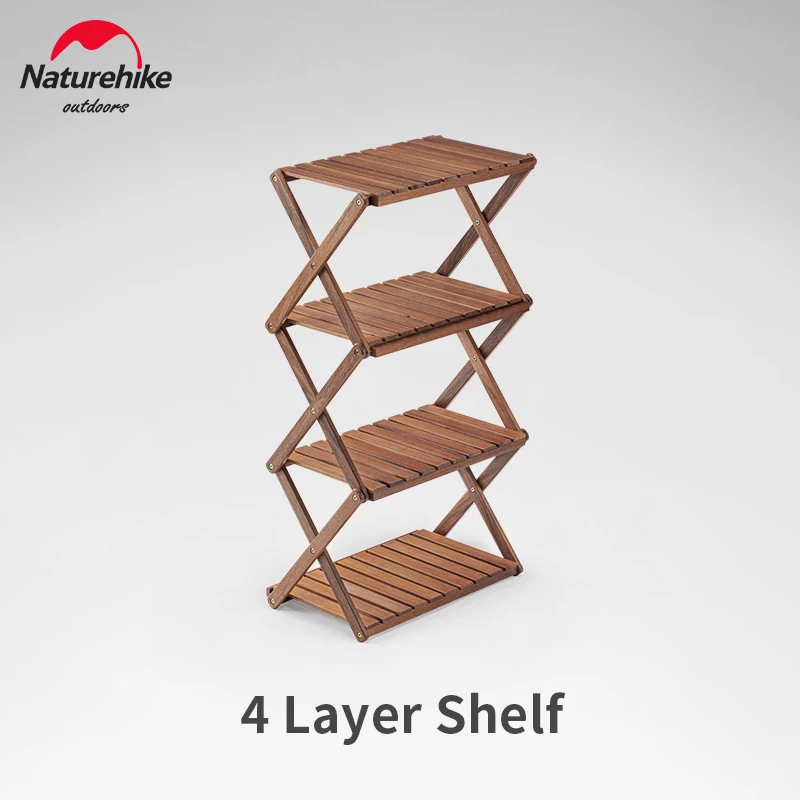 

Naturehike Outdoor Multi layered Storage Rack Portable Durable Multi functional Solid Wood Folding Storage Table
