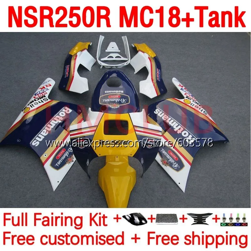 

Body+Tank For HONDA NSR250 NSR 250 R RR MC18 PGM2 NSR 250R NS250 NSR250R 88 89 Rothmans Blue NSR250RR 1988 1989 Fairing 193No.4