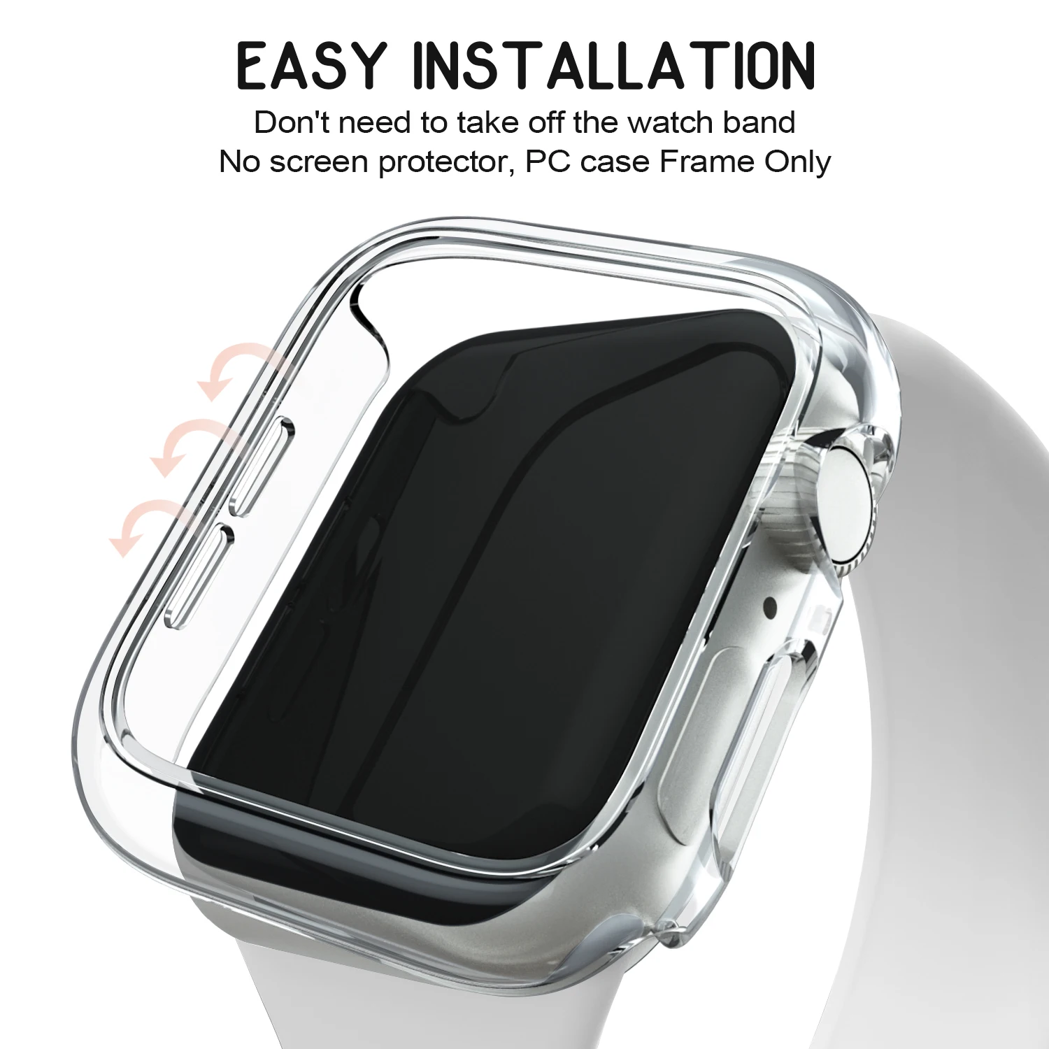 Matte Cover for Apple Watch 45mm 41mm 38mm 42mm 40mm 44mm, Hard PC Bumper Protective Case Frame for iWatch SE 8 7 6 5 4 3 2 1