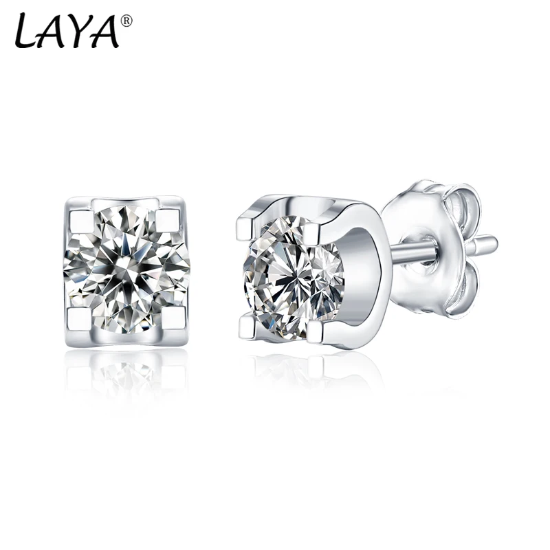 

LAYA S925 Sterling Silver Bull's Head Temperament Simple Wedding 0.5ct 1ct Moissanite For Ladies Girls French Style Jewelry
