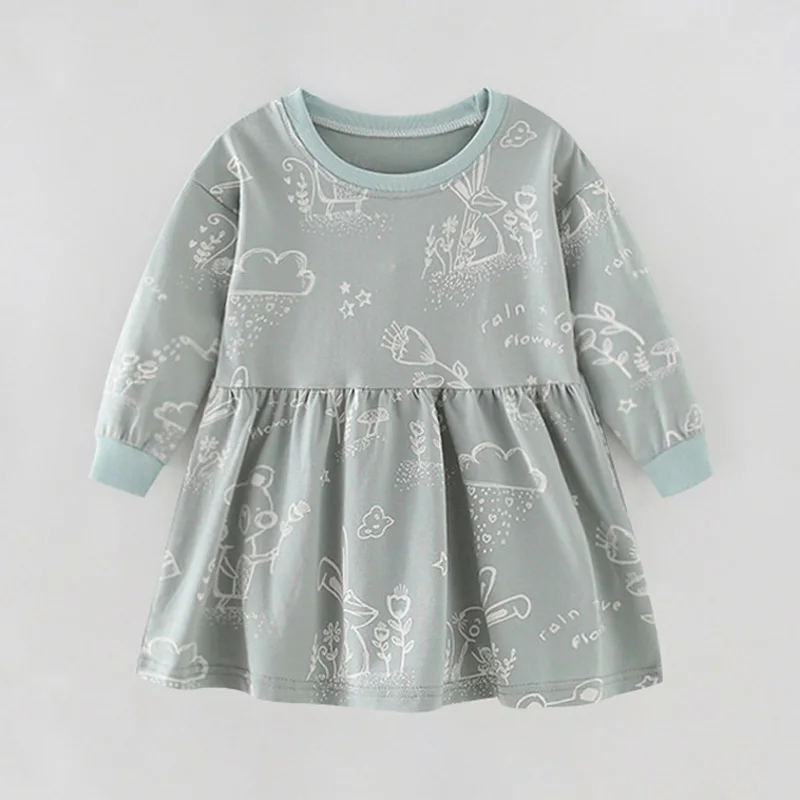

Girl Long Sleeve Autumn Dress New Cartoons Print Children's Casual Dress For Girls Party Princess Dresses For Kids Clothing 2-8Y