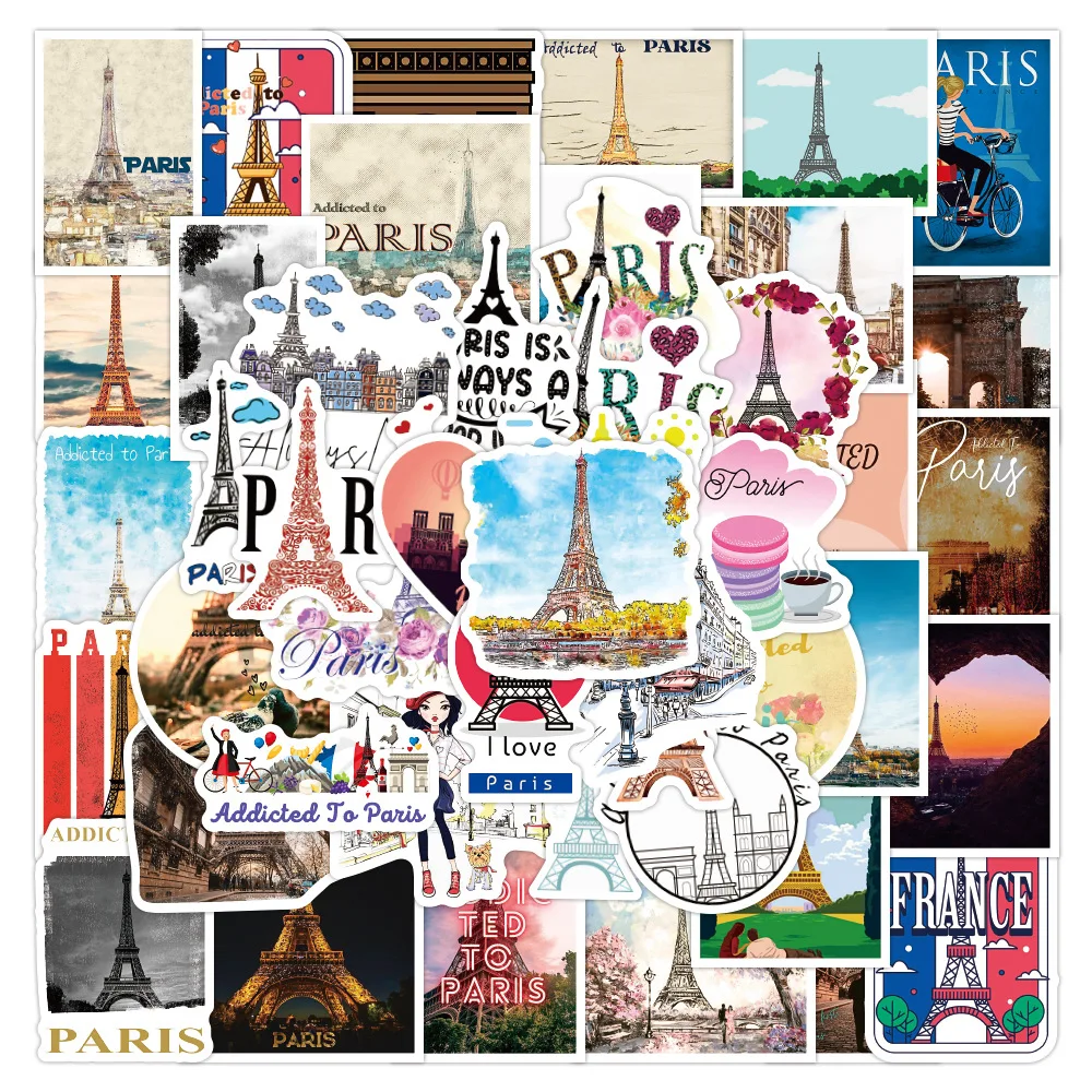 

10/30/50 PCS Paris France Travel Landscape Graffiti Stickers Skateboard Guitar Suitcase Freezer Motorcycle Child DIY Toy Decal