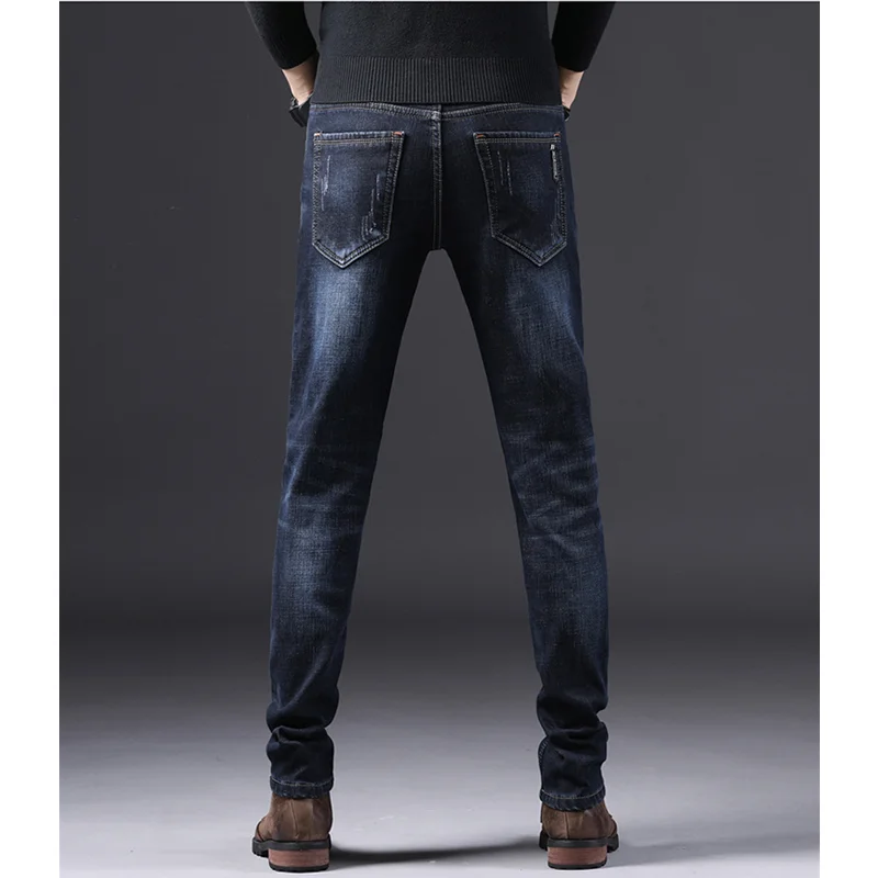 Men's Wear 2022 New Pattern Recreational Blue Black Pants Elastic Force Straight Cylinder Comfortable Loose Jeans Autumn Female