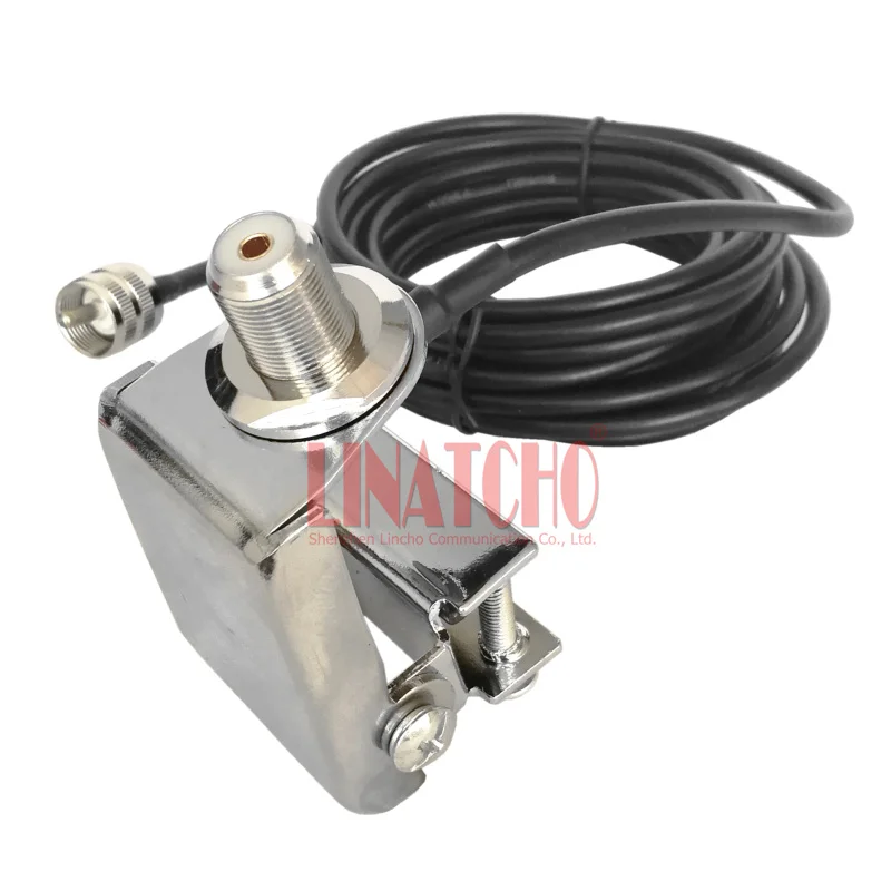 Radio Car Antenna Mount Trunk Lid Hatchback Mount Bracket SO239 with 5 Meter RG58U Cable PL259 for Mobile Radio