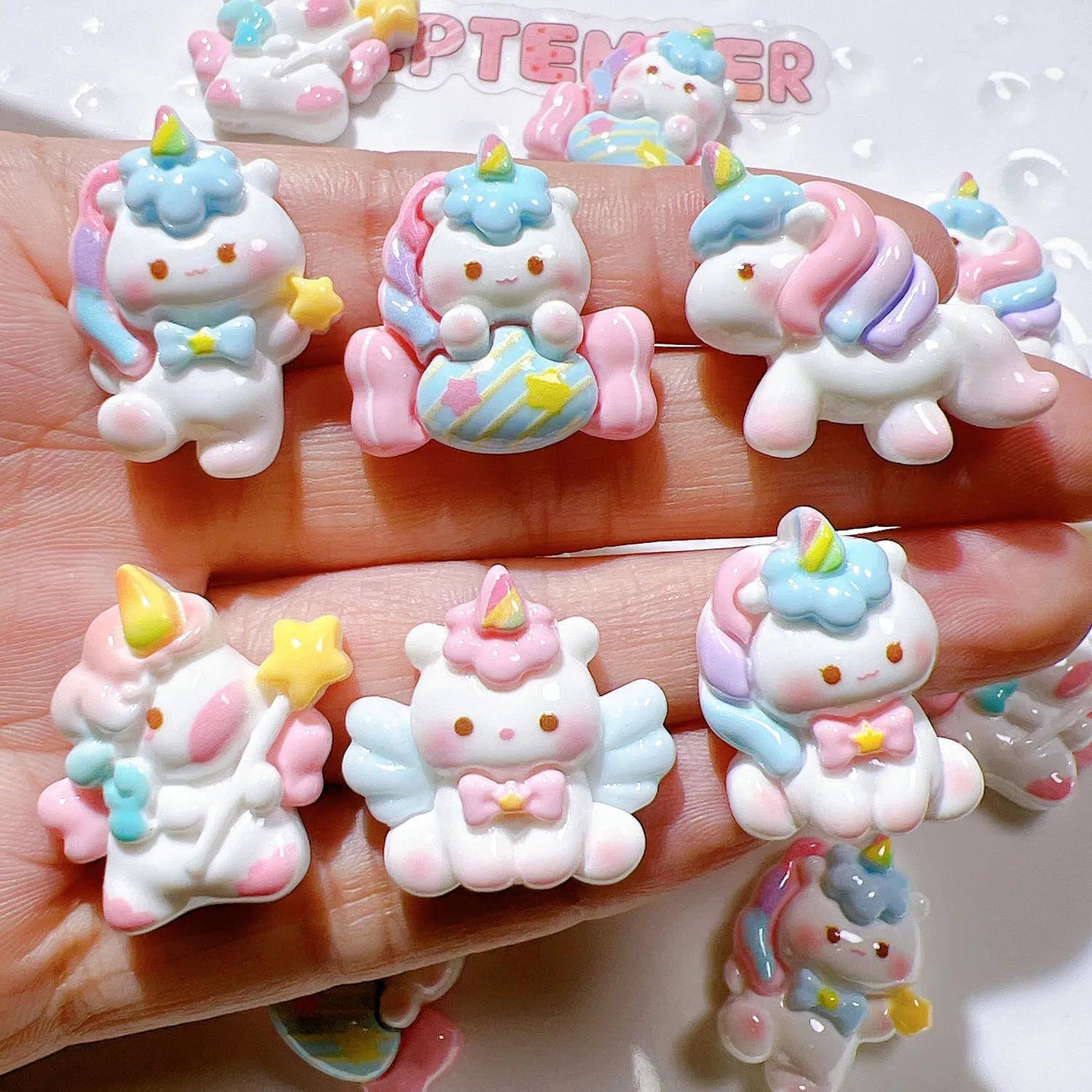 

Кабошоны из смолы радуга единорог 12 шт