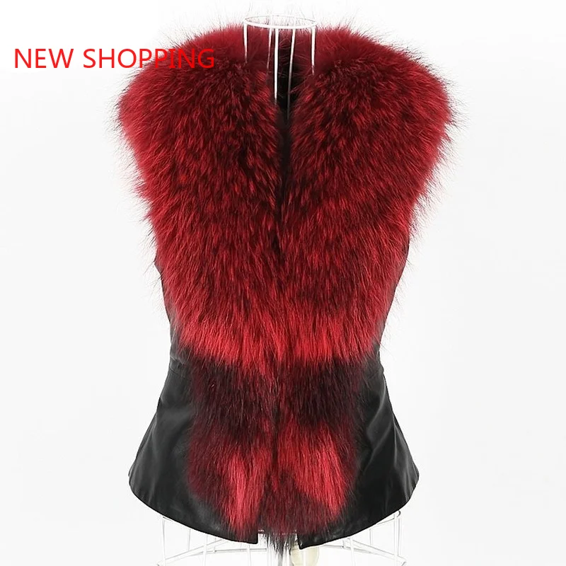 2023 Autumn Winter Faux Fur Fashion Warm Women's Winter Jacket Imitation Raccoon Hair Leather Patchwork Sleeveless Vest Jackets