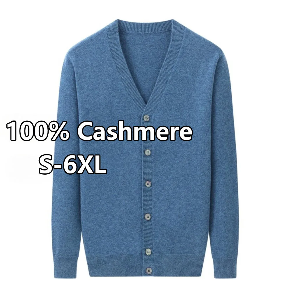 

Мужской кашемировый кардиган с V-образным вырезом, размеры до 6XL