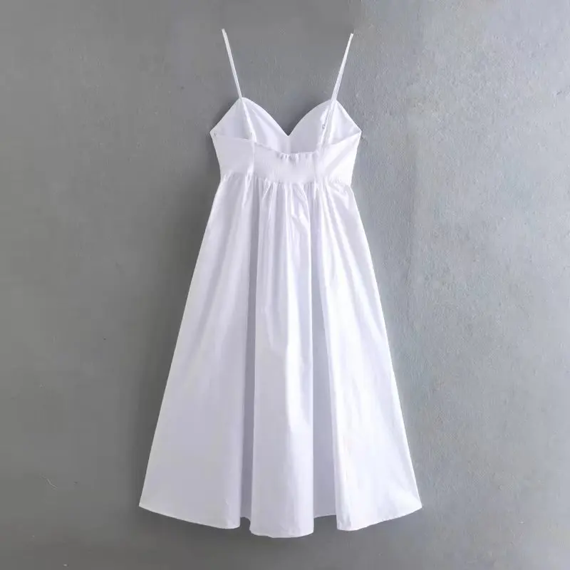 Женское платье из поплина на бретелях черное элегантное средней длины без