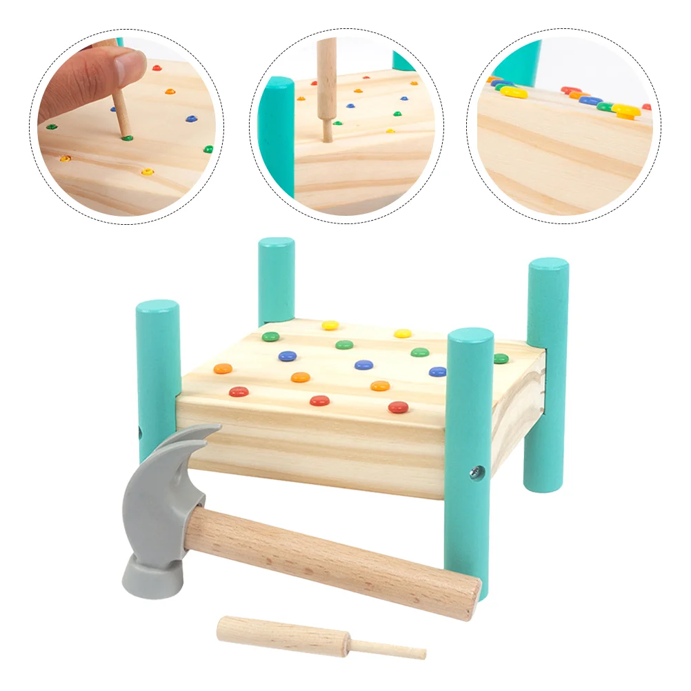 

1 Set of Wooden Colorful Nail Platform Toys Color Cognitive Beating Table