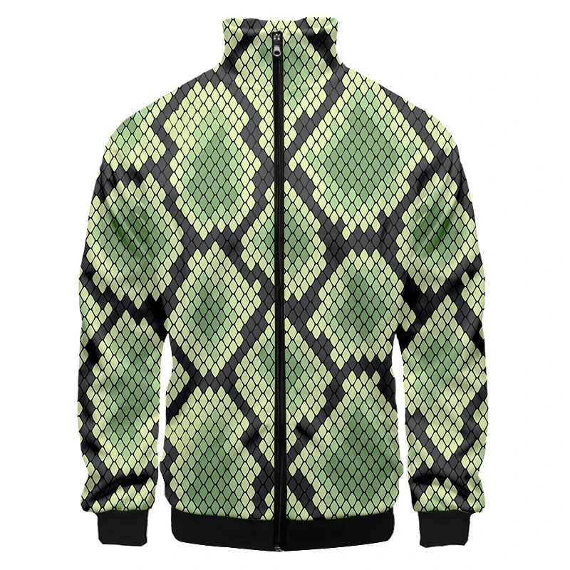 

LCFA Brand Man Diamond Snake Skin Green Zip Jacket Men's 3D Harajuku Oversized Zipper Coat Printed Cartoon Fitness Sweatshirt