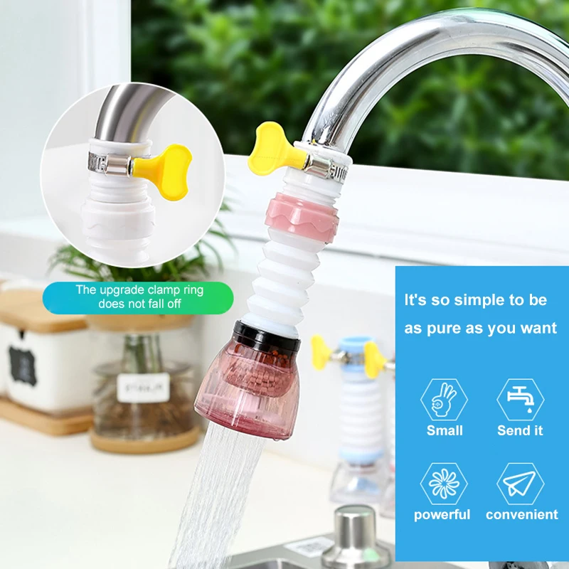 

Tap Water Splash-proof Shower Filter Universal Joint Retractable Rotary Water Purifier Home Kitchen Water Filter Faucet Extender