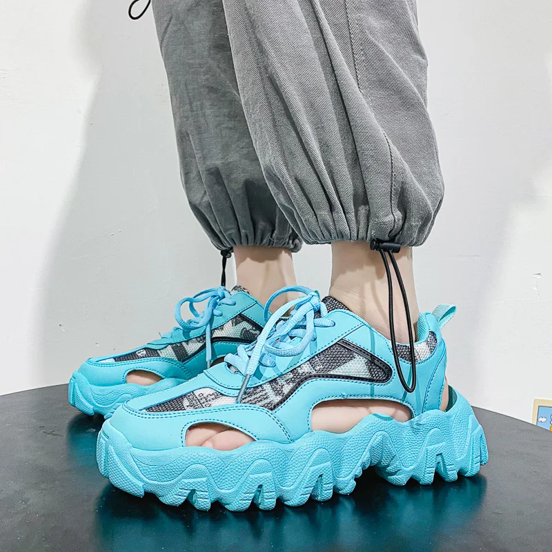 

Summer Sports Sandals Fashion All-match Hollow Breathable Men's Shoes Retro Lace-up Comfortable Non-slip Outdoor Male Sneakers