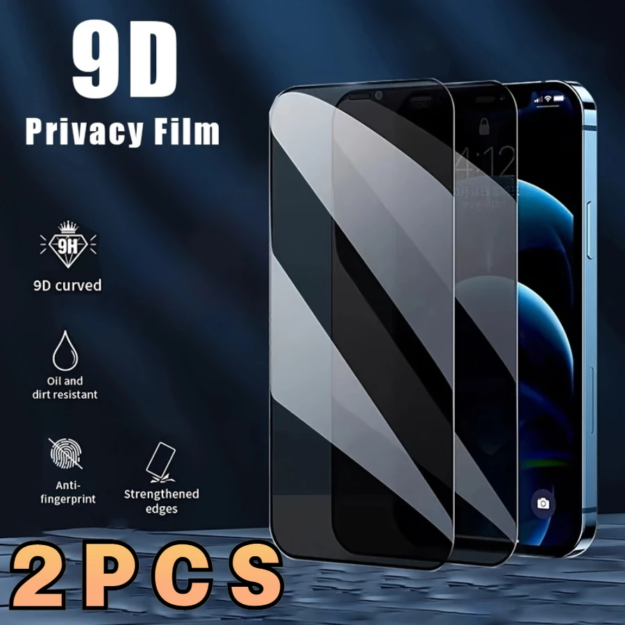 

2-pieces Privacy Screen Protective Film For IPhone 14 13 12 11Pro Max Anti Spying Tempered Glass For 7 8Plus X XR XS Max