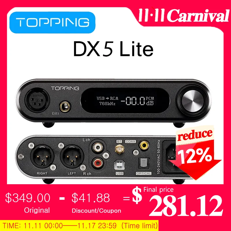 

Новый продукт 2023 TOPPING DX5 Lite ES9068AS * 2 DAC HIFI Цифровой аудио декодер усилитель для наушников