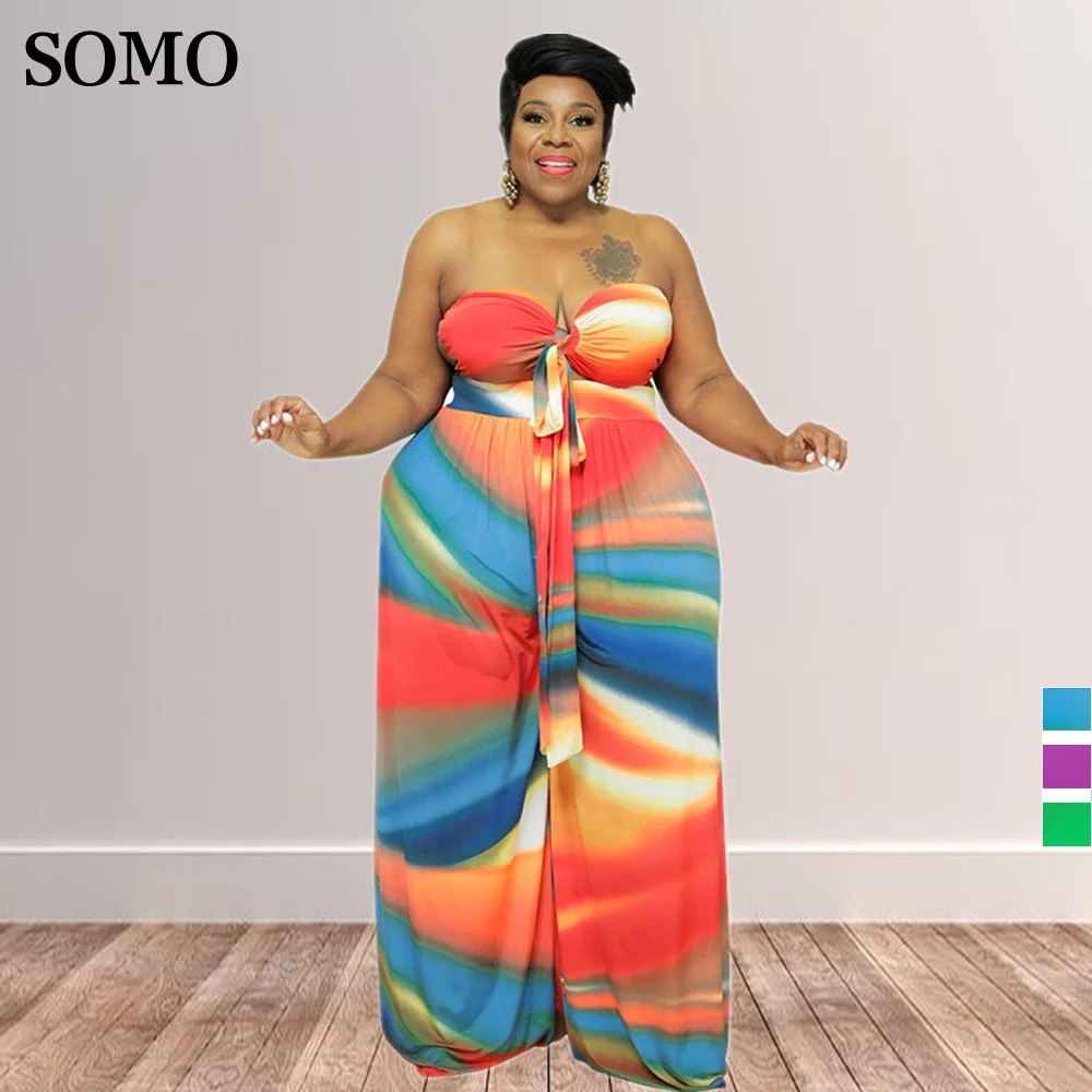 

Summer Printed Sexy Outfits Strapless Crop Top and Long Pants Women Vacation Plus Size Two Piece Set 2022 Wholesale Dropshipping