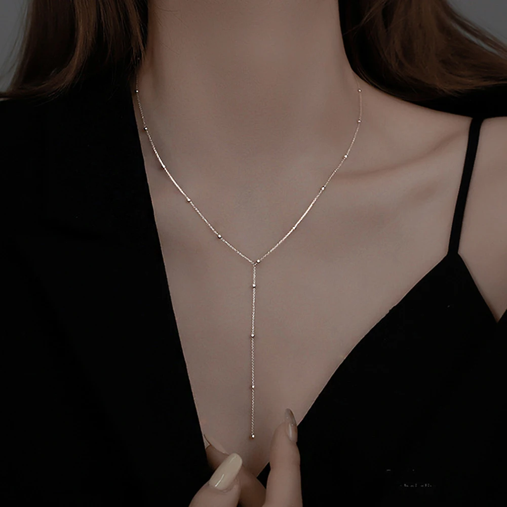 Ожерелье с кисточкой и круглыми бусинами золотого цвета новинка женская летняя