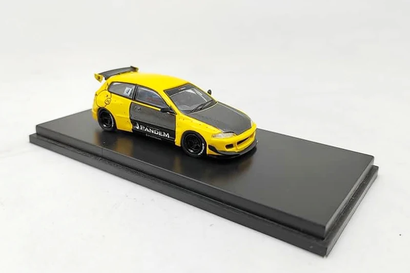 

One model 1:64 Honda Civic EG6 Rocket bunny Yellow Carbon Diecast Model Car