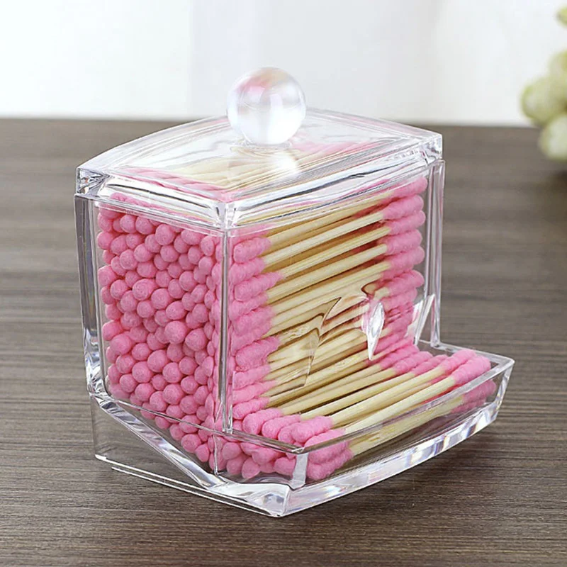 

Acrylic Cotton Swabs Storage Holder Box Portable Makeup Cotton Pad Cosmetic Container Jewelry Organizer Case badroom Storage