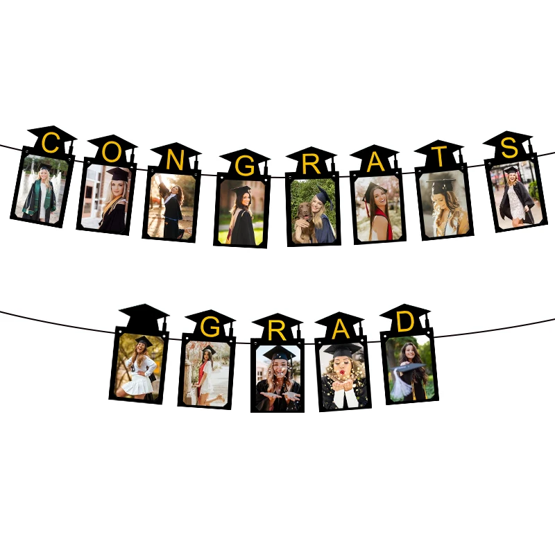 

1set Graduation Photo Frame Banner Congrats Grad Photo Display Garland For School Graduation Ceremony Party Decoration Supplies