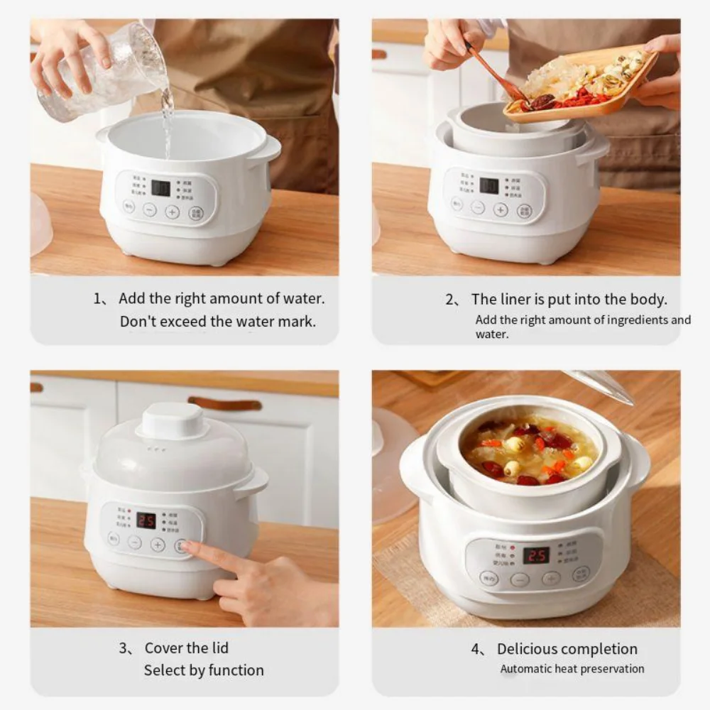 

1L Mini electric stew ceramic health bird's nest electric stew cup household multi-function small water-proof stew pot