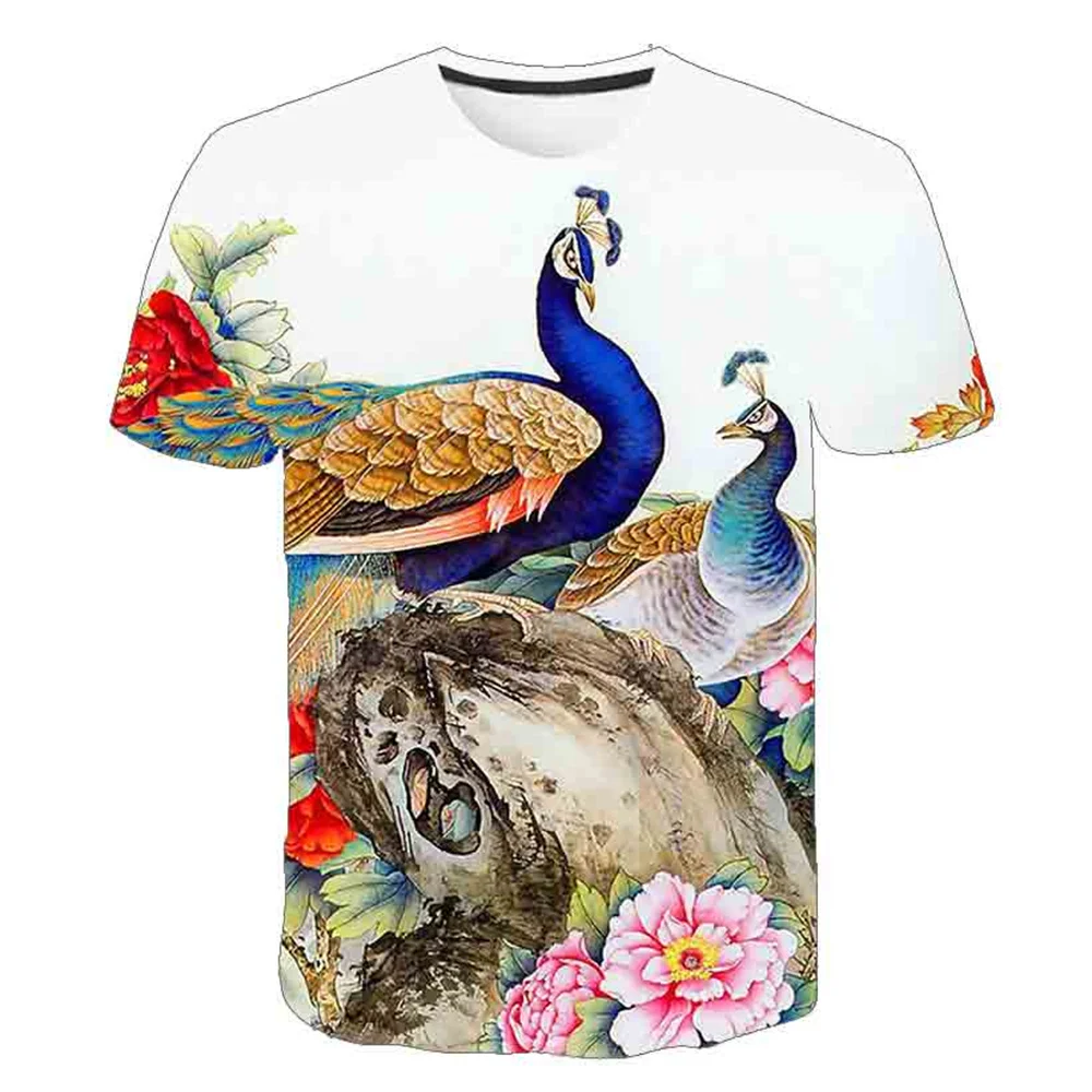 

Baby Girls Boys 3D digital printing of peacock Print T-shirts Beautiful girls clothes Tops Clothing Children Cartoon Casual Teen