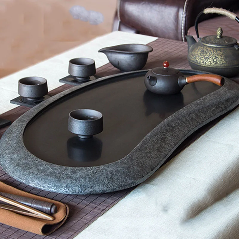 

Black Drainage Tray Plate Round Oval Storage Tableware Desk Tray Dinner Cafeteria Bandeja Decorativa Buffet Presentation Tray