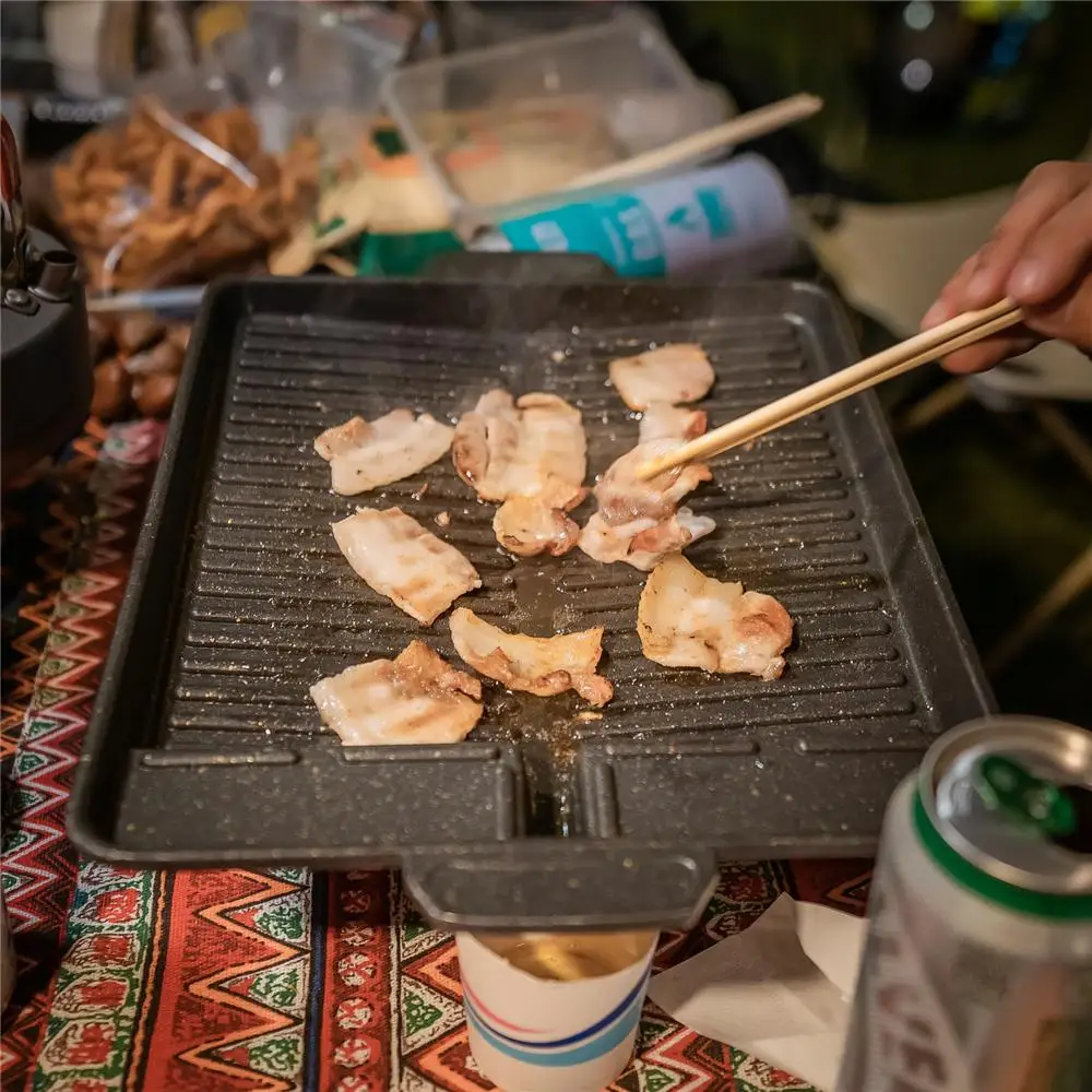 

Корейский гриль для барбекю, антипригарный, Maifan, сковорода для жарки, Samgyupsal Samgyeopsal Yakiniku, для общего использования, Портативная Бутановая газ...