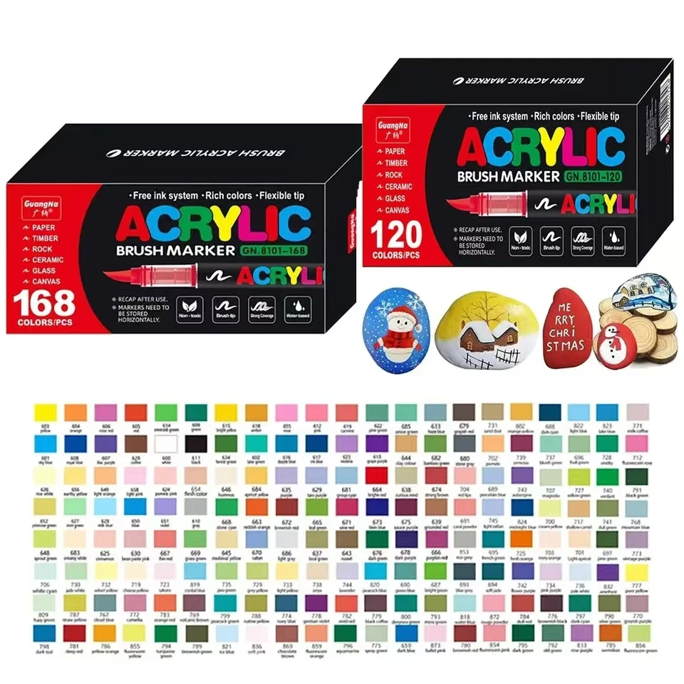 GuangNa 120/168 цветов набор акриловых маркеров кисти ручки ткань ручка для рисования
