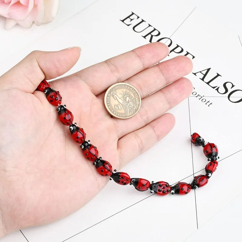 Набор красных бусин Lampworq летающие животные насекомые произведения ручной работы