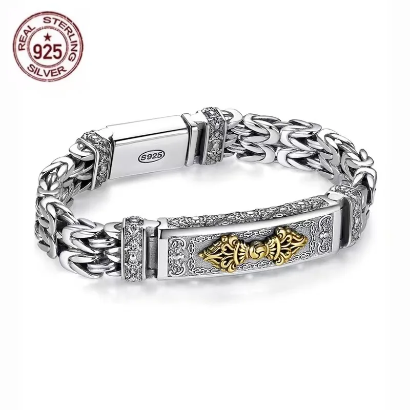 Браслет мужской из серебра 100% пробы в ретро-стиле